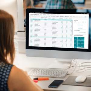 Person using Zetadocs document management software on Dynamics 365 Business Central