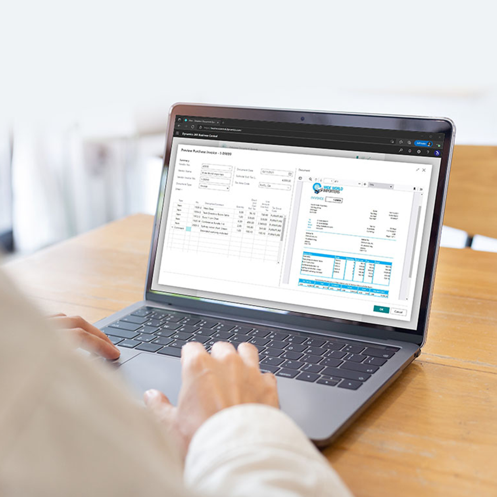 Person using Zetadocs Capture AP Automation for Dynamics 365 Business Central